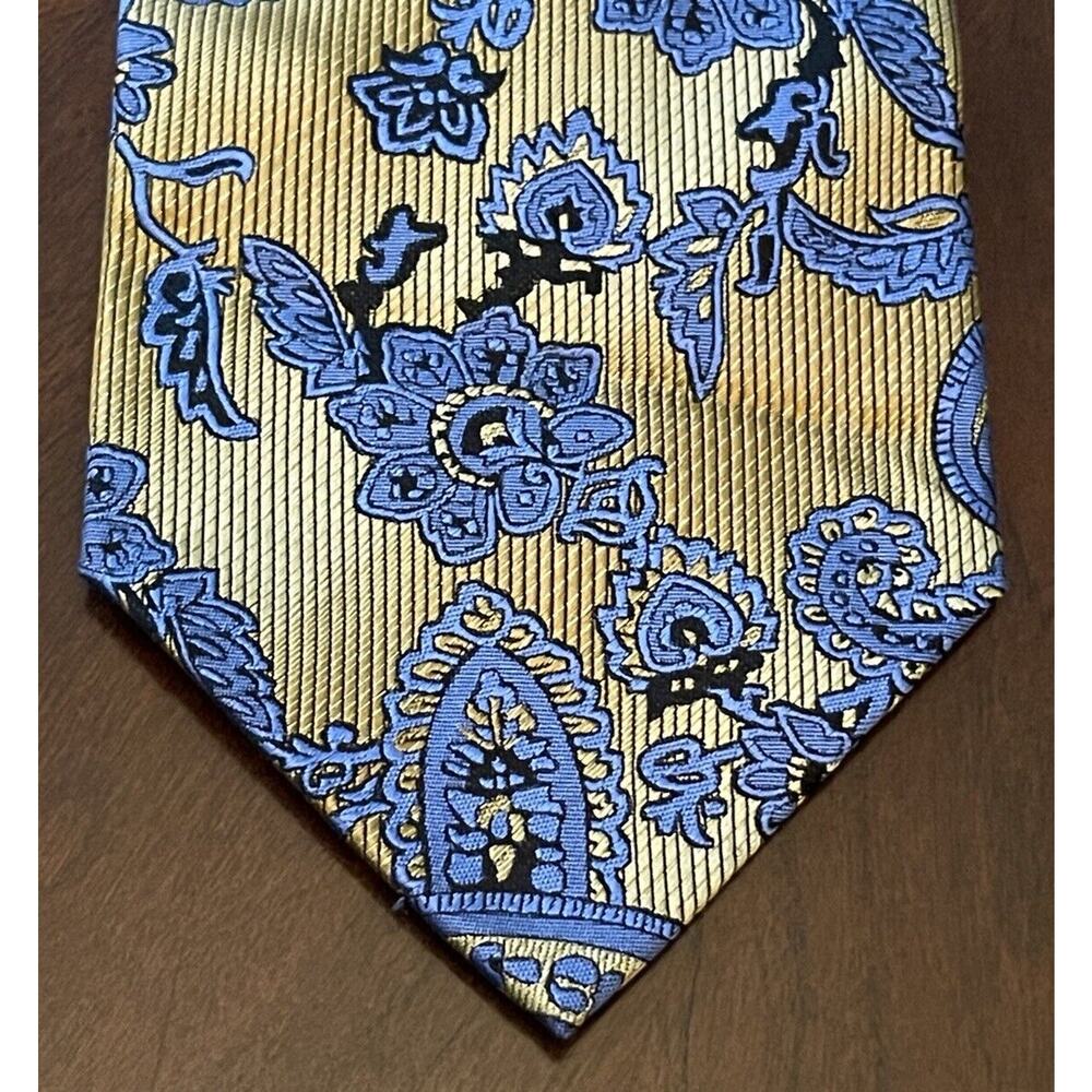 Dona Gold Blue 100% Silk Men’s Neck Tie Made In China